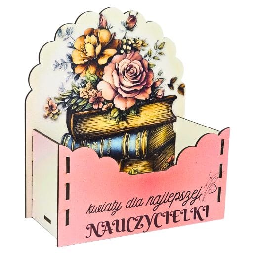 Flower box dla Pani Nauczycielki | pudełko prezentowe – Najlepsza Nauczycielka (książka) – #3319-N4A