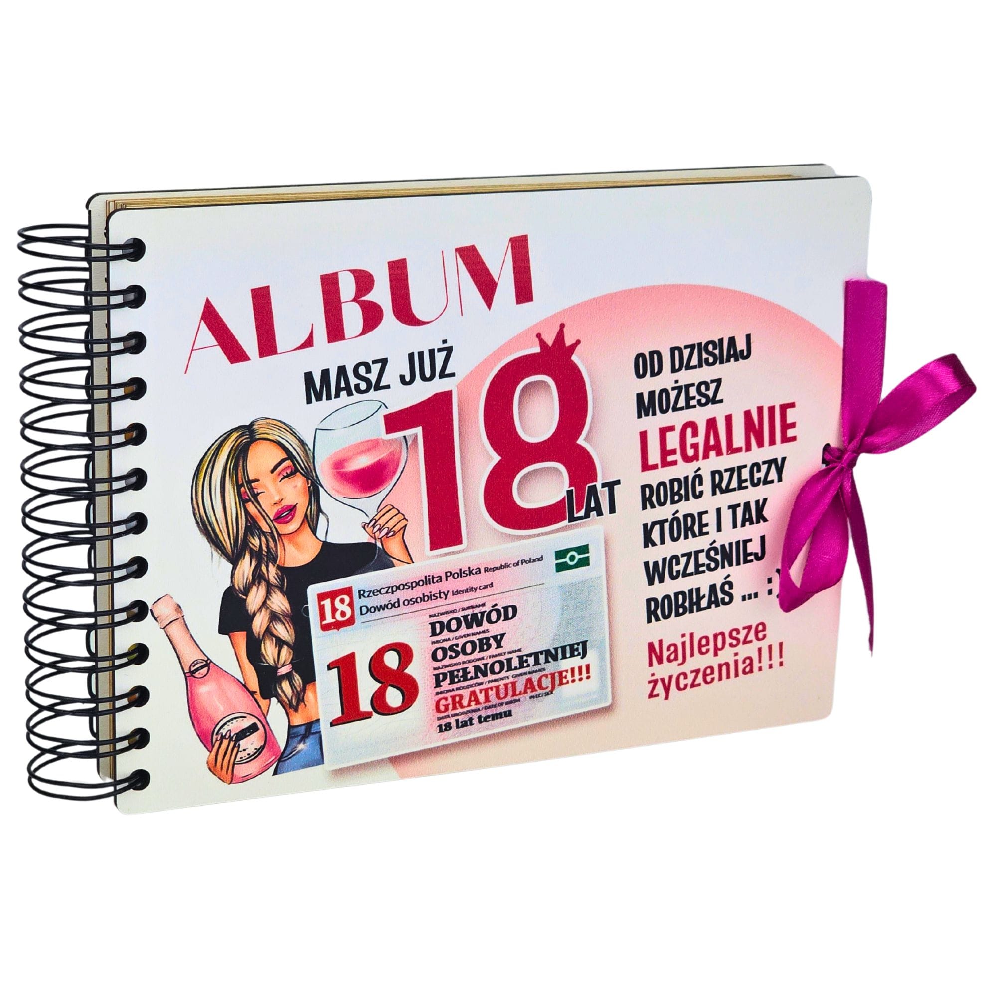Kolorowy ALBUM NA ZDJĘCIA –  piękny prezent na 18 urodziny – Dowód Dziewczyna – #3343-DD18