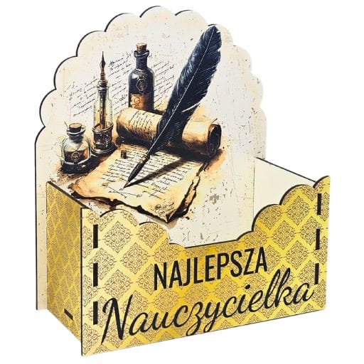 Flower box dla Pani Nauczycielki | pudełko prezentowe – Najlepsza Nauczycielka (pióro) – #3319-N3B