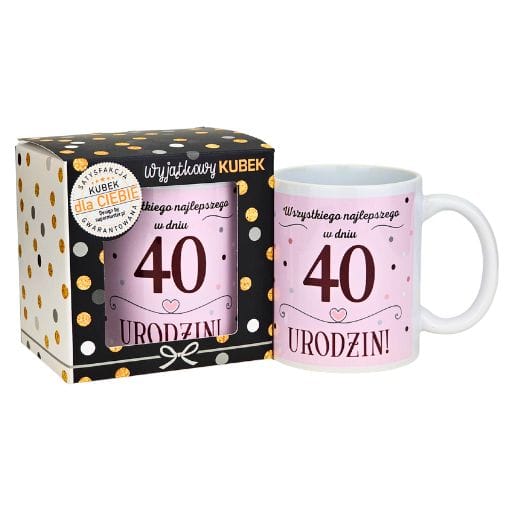 Kubek na 40 urodziny dla kobiety (różowy) #3309-UR21-40