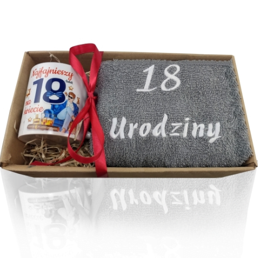 Zestaw kubek + ręcznik na 18-stkę Elegant Chłopak #3328EL18