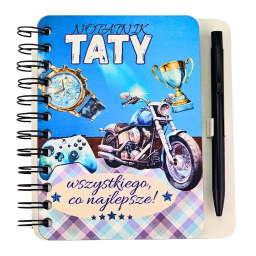 Notes z długopisem dla Taty – Tato wszystkiego co najlepsze – idealny prezent – wzór niebieski #3362-T2