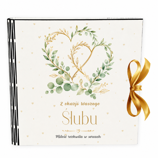 Pudełko na pieniądze ślubne dla Młodej Pary – kwadrat – Zielone Serca – #3308-ZS-SL07