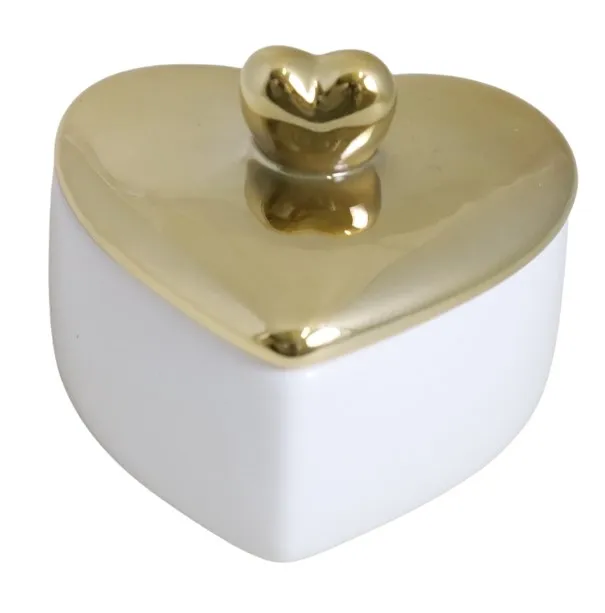 PUZDERKO CERAMICZNE SERCE BIAŁO-ZŁOTE DUŻE 78533