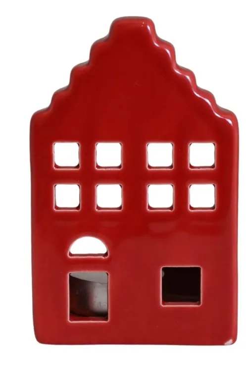 DOMEK CERAMICZNY NA T-LIGHT CZERWONY 80284 – ZESTAW 3 SZT