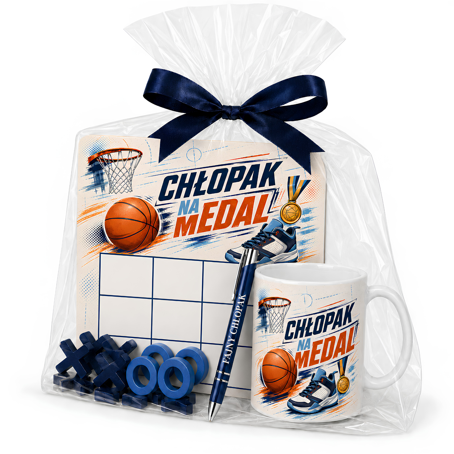 Zestaw KUBEK + GRA + DŁUGOPIS prezent dla chłopaka – wzór Chłopak na medal2 – #3420-CHK21