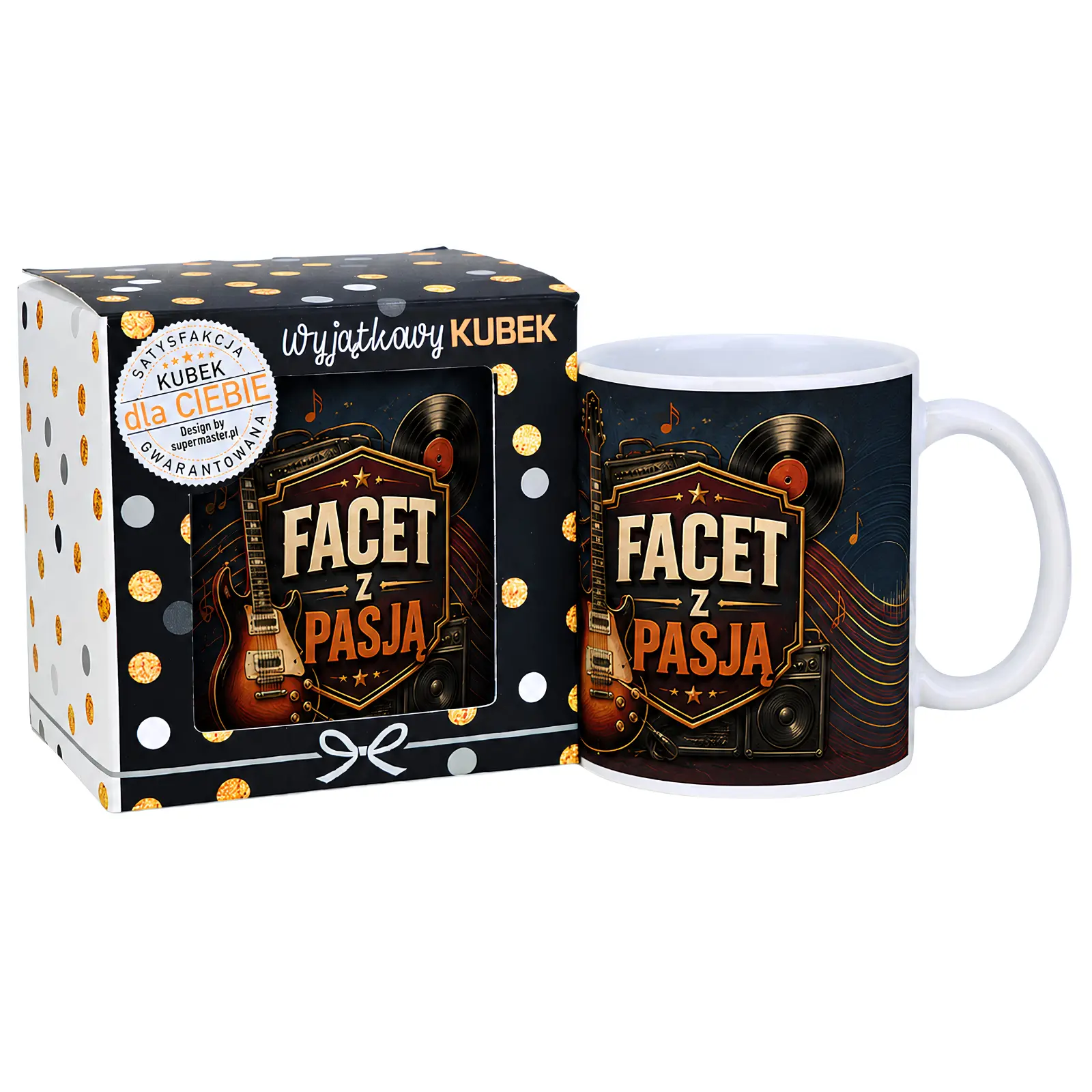 Kubek w opakowaniu – Facet z pasją – prezent dla faceta – wzór gitara #3309-CHK14