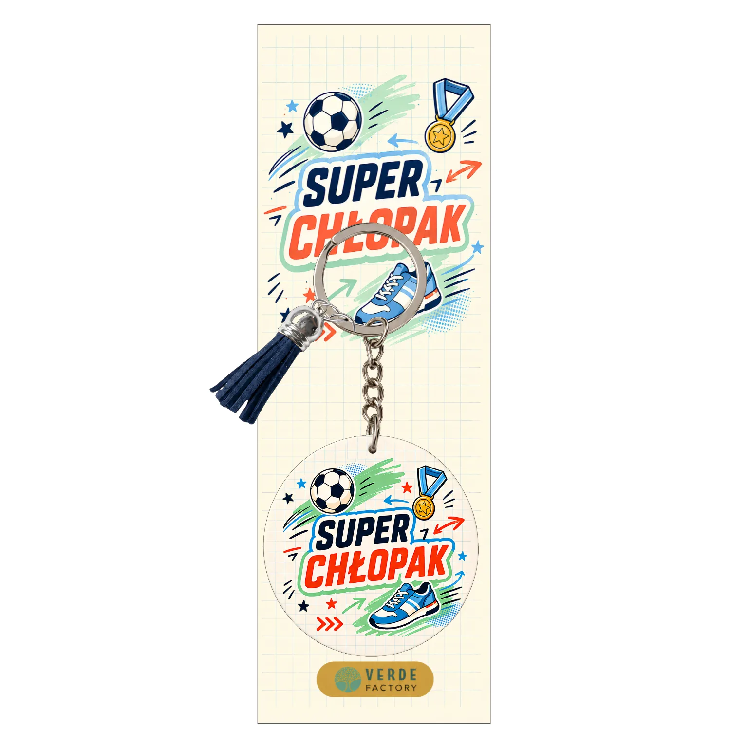 Brelok dla chłopaka – wzór Super Chłopak (piłka) – #3361-CHK24
