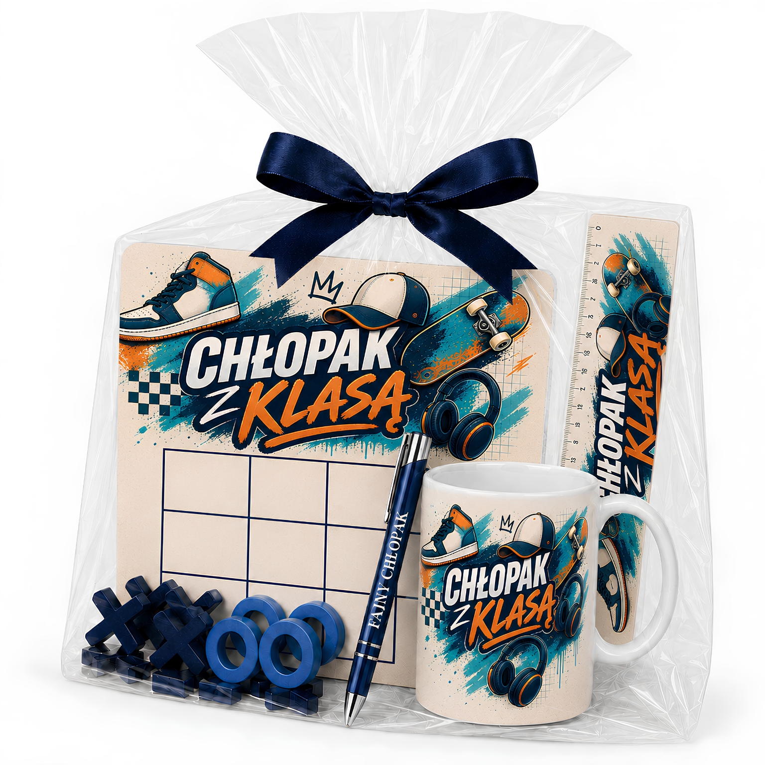Zestaw KUBEK + GRA + DŁUGOPIS + LINIJKA prezent dla chłopaka – Chłopak z klasą –   #3421-CHK19