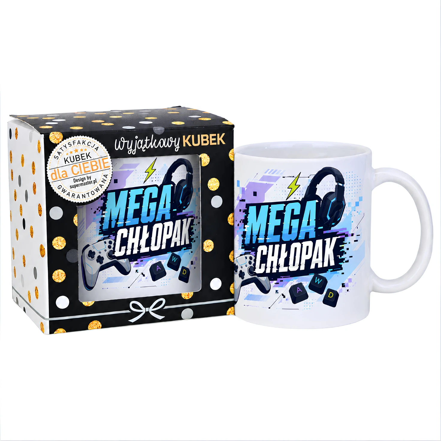 Kubek w opakowaniu – Mega Chłopak – prezent dla chłopaka – wzór mega #3309-CHK18