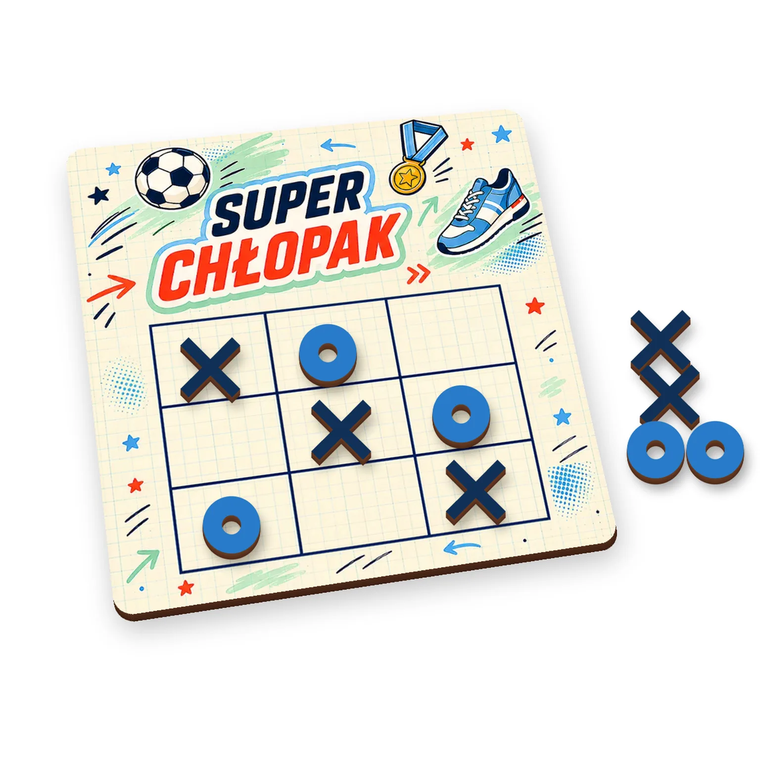 GRA Kółko-Krzyżyk prezent dla chłopaka – wzór Super Chłopak (piłka) – #3419-CHK24