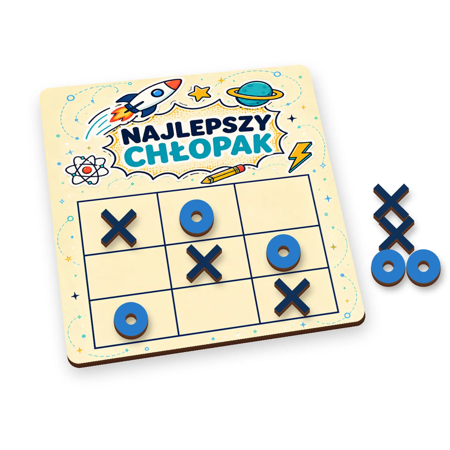 GRA Kółko-Krzyżyk prezent dla chłopaka – wzór Najlepszy Chłopak (rakieta) – #3419-CHK22
