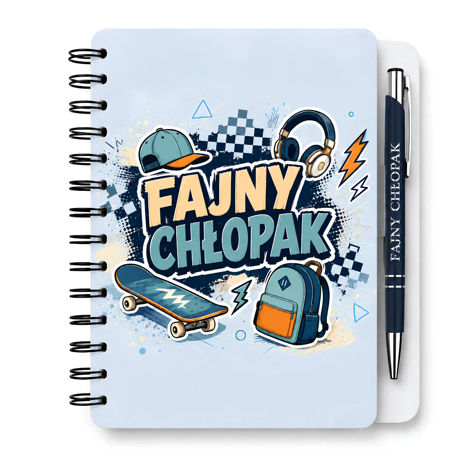 Notes z długopisem prezent dla chłopaka – wzór Fajny Chłopak (deska) –  #3362-CHK23
