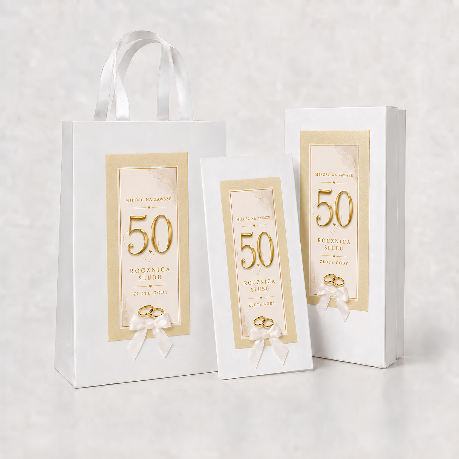 Karnet DL + pudełko na pieniądze + torebka na 50 Rocznicę Ślubu – #3417-R50-5