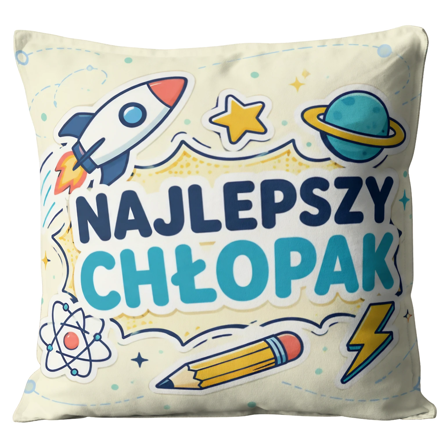 Poduszka prezent dla chłopaka – wzór Najlepszy Chłopak (rakieta)  – #3335-CHK22