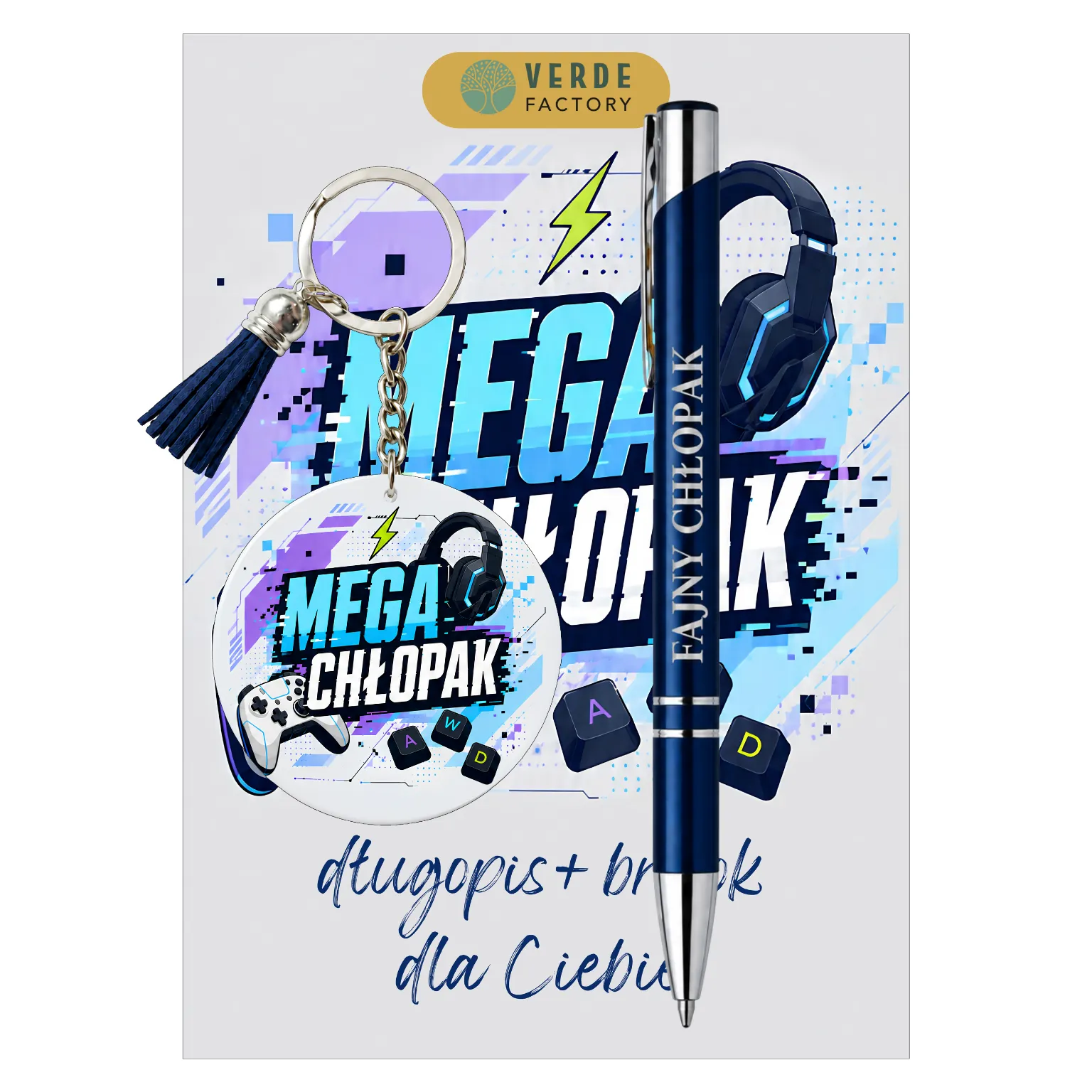 Zestaw brelok i długopis – wzór Mega Chłopak – #3365-CHK18