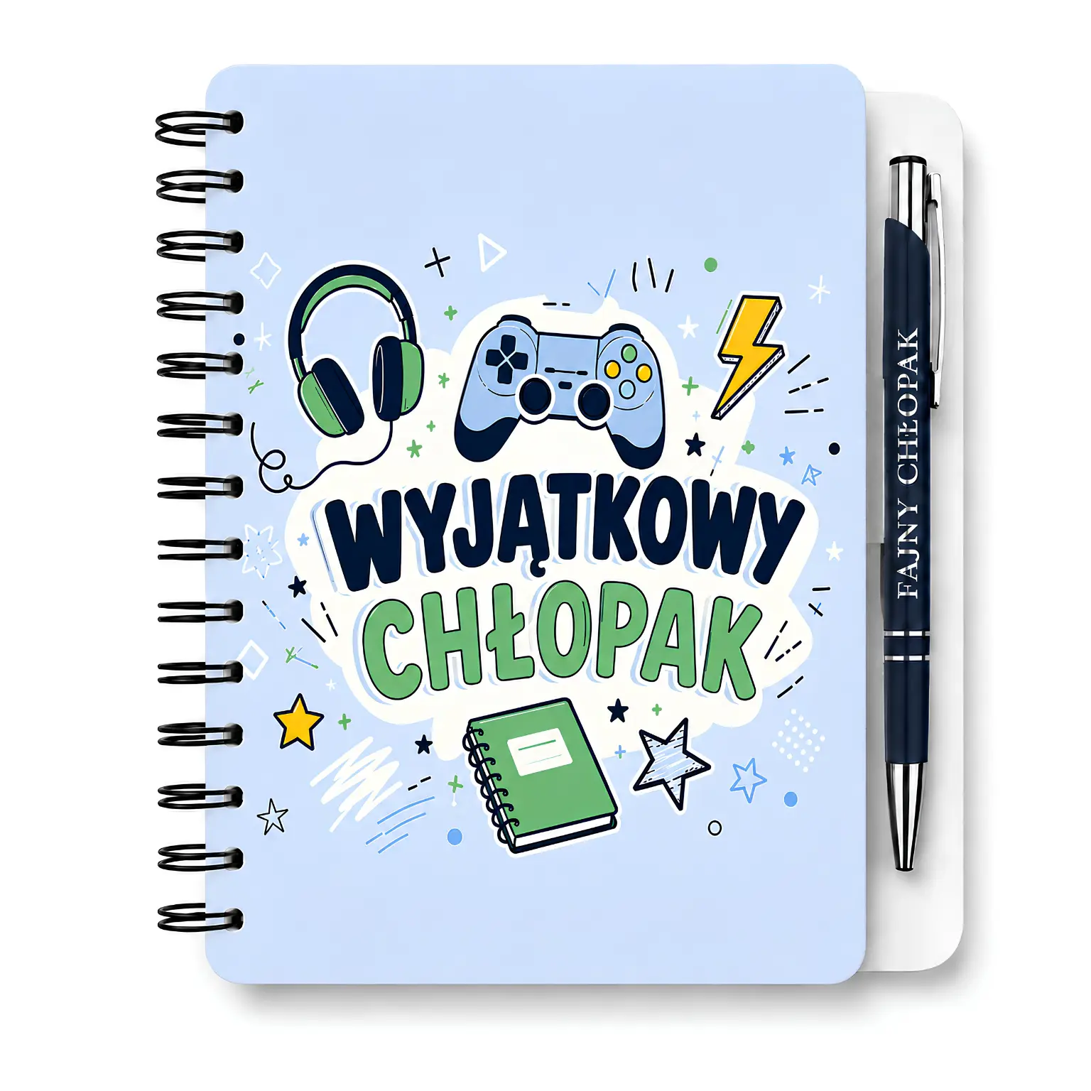 Notes z długopisem prezent dla chłopaka – wzór Wyjątkowy Chłopak (notes) –  #3362-CHK25