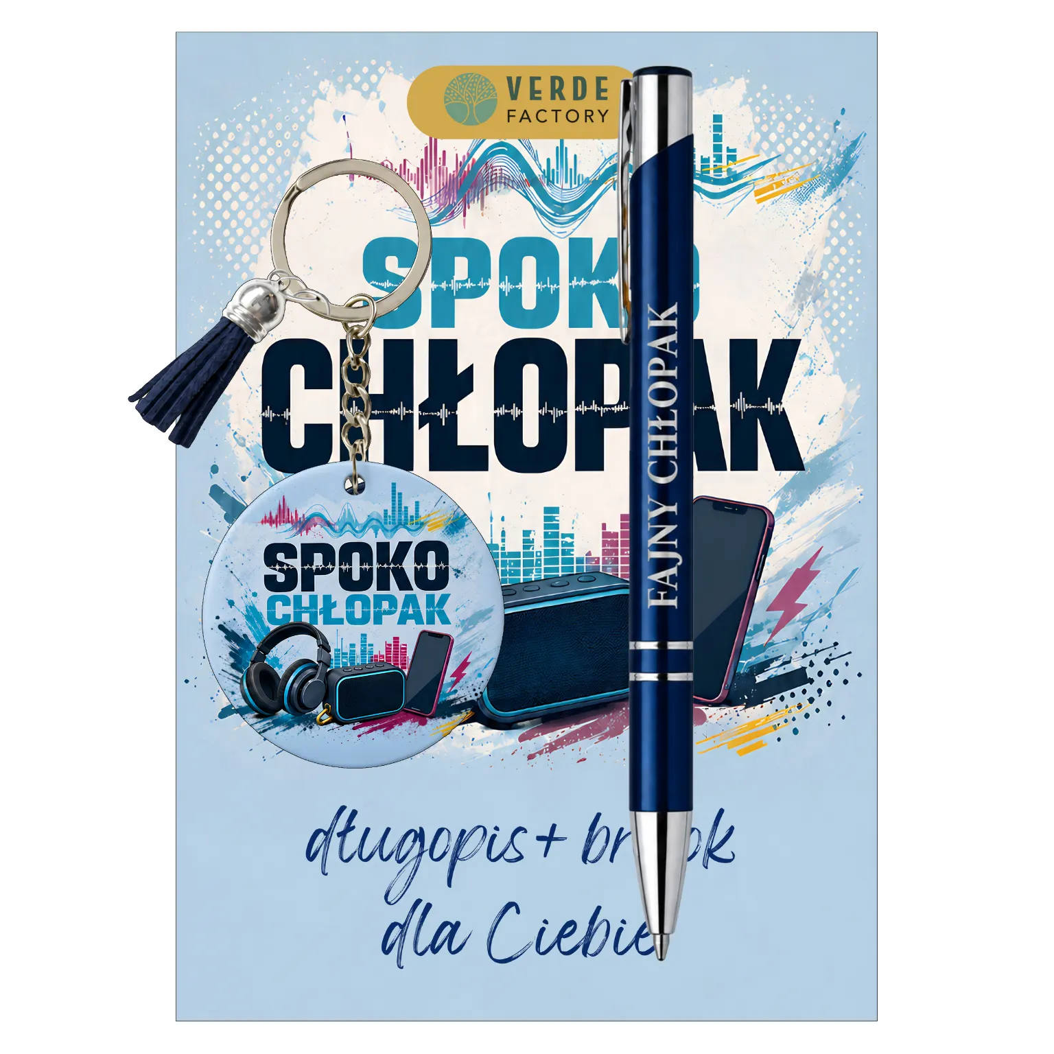 Zestaw brelok i długopis – wzór Spoko Chłopak – #3365-CHK20