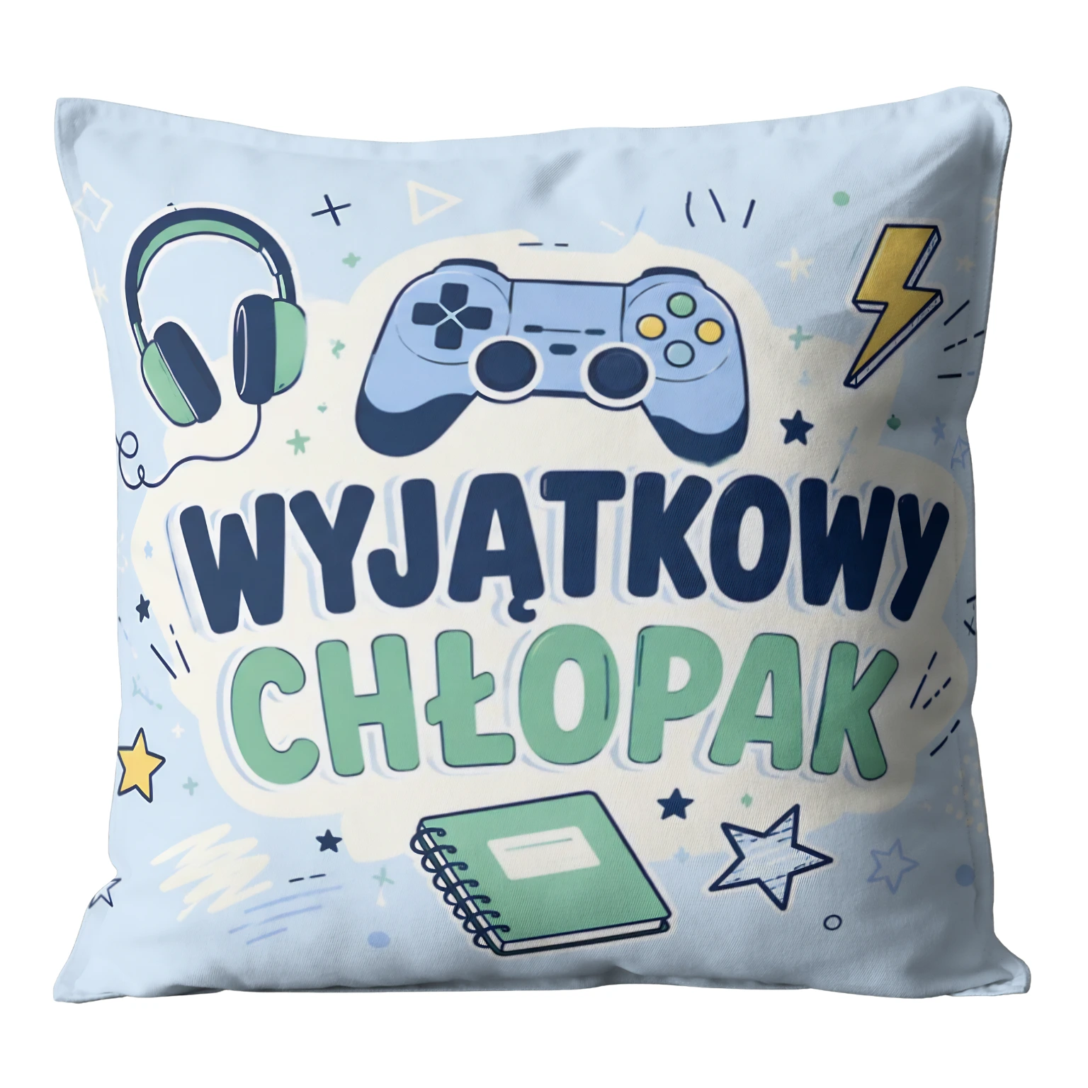 Poduszka prezent dla chłopaka – wzór Wyjątkowy Chłopak (notes)  – #3335-CHK25
