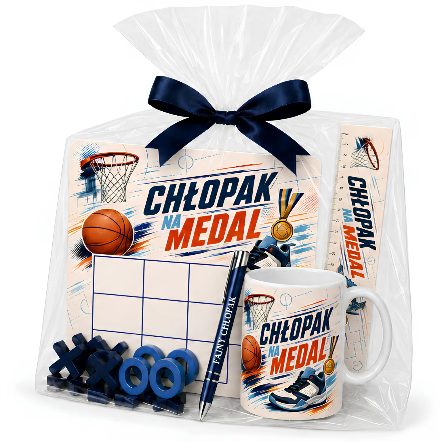 Zestaw KUBEK + GRA + DŁUGOPIS + LINIJKA prezent dla chłopaka – Chłopak na medal –   #3421-CHK21