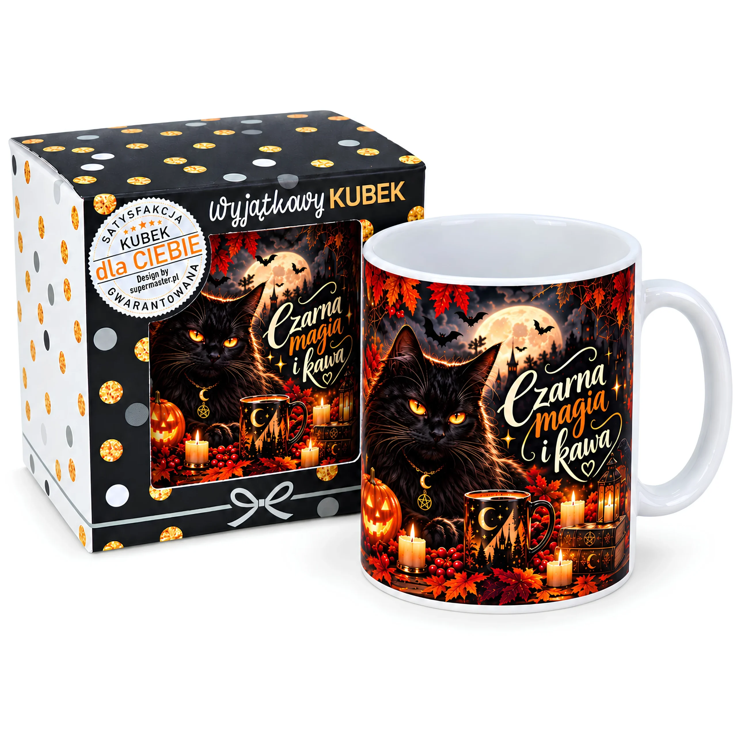 Kubek w opakowaniu na  Halloween – CZARNA MAGIA I KAWA – #3309-H11