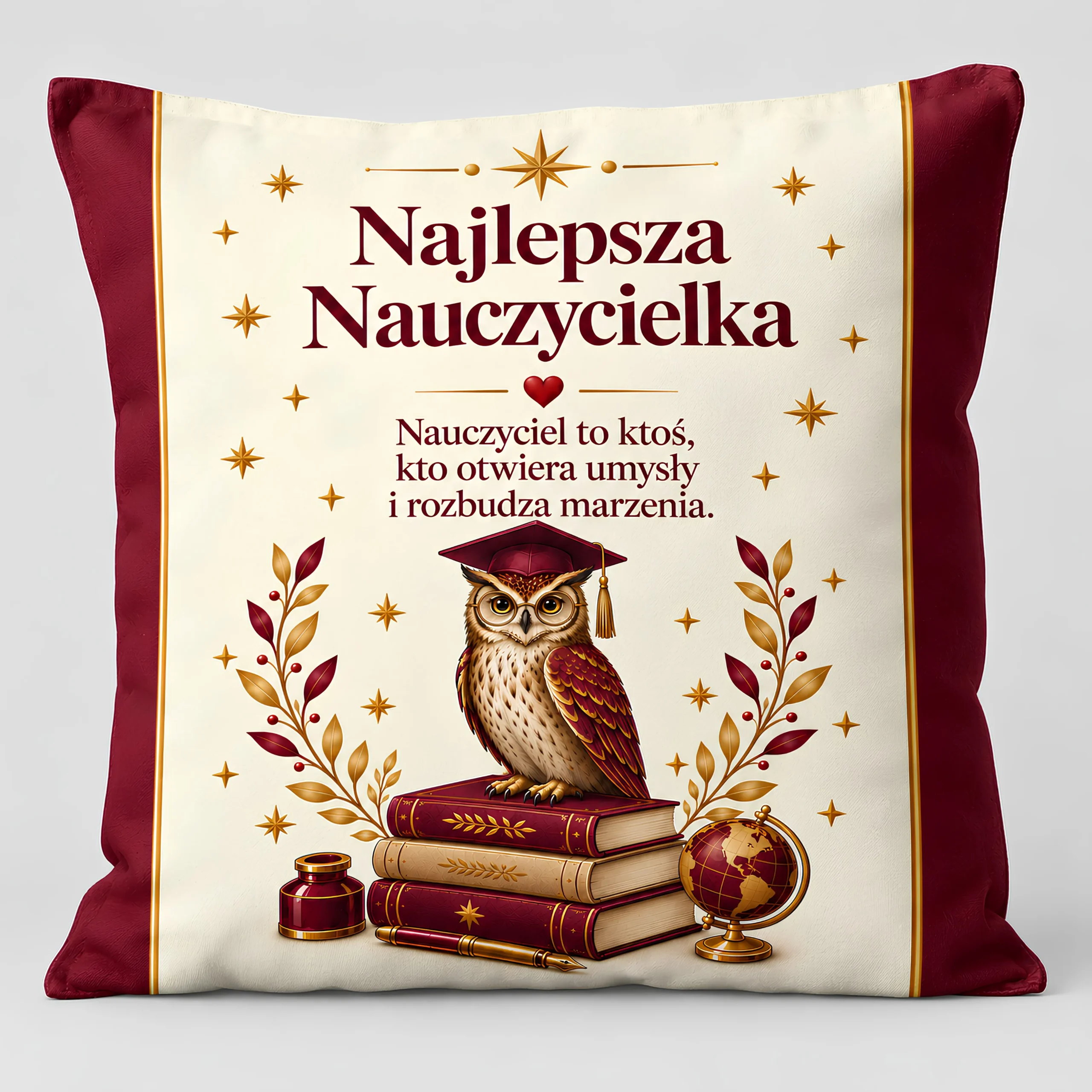 Poduszka dla Pani Nauczycielki – Najlepsza Nauczycielka (sowa) – #3335-N8