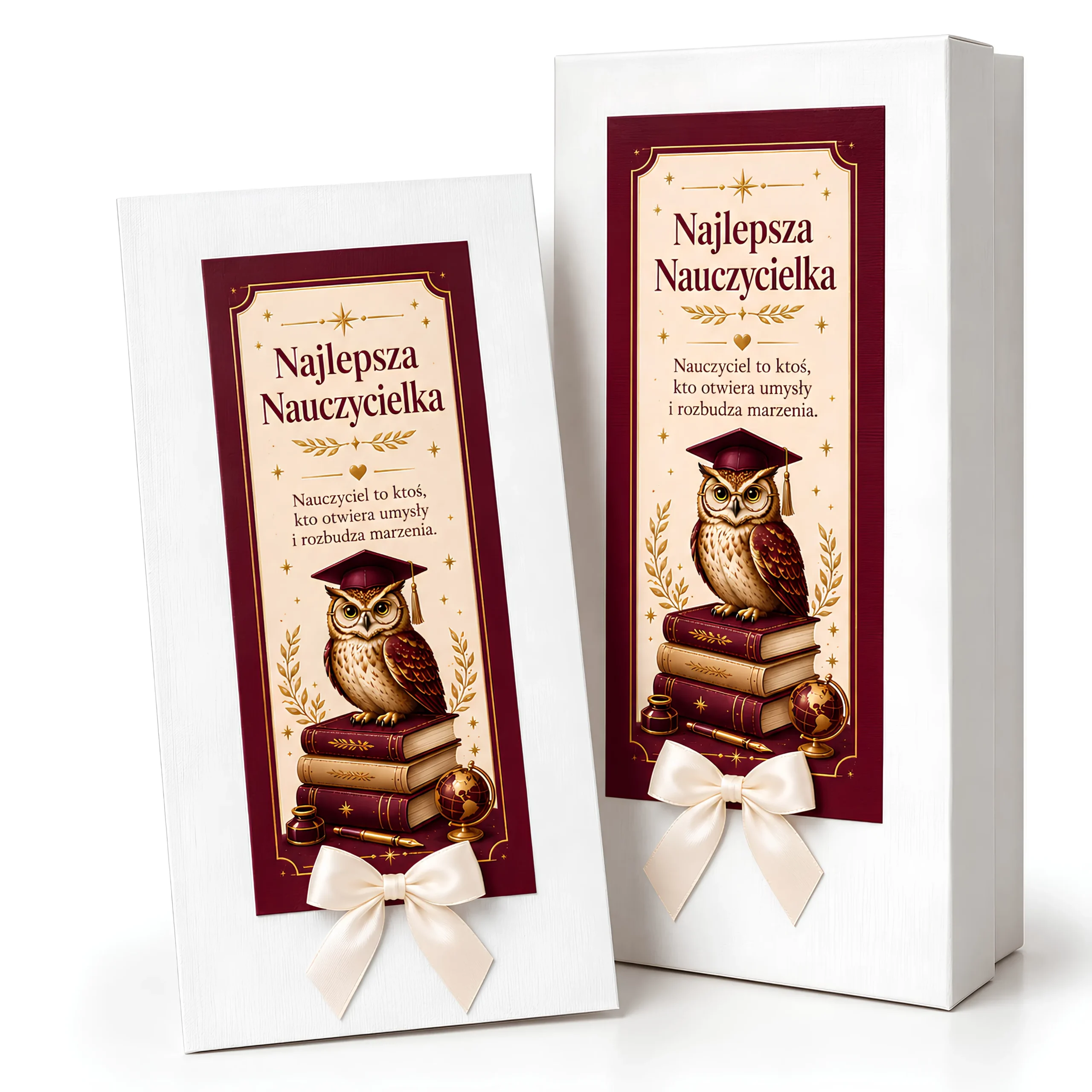 Karnet DL + pudełko na pieniądze dla Pani Nauczycielki – Najlepsza Nauczycielka (sowa) – #3416-N8