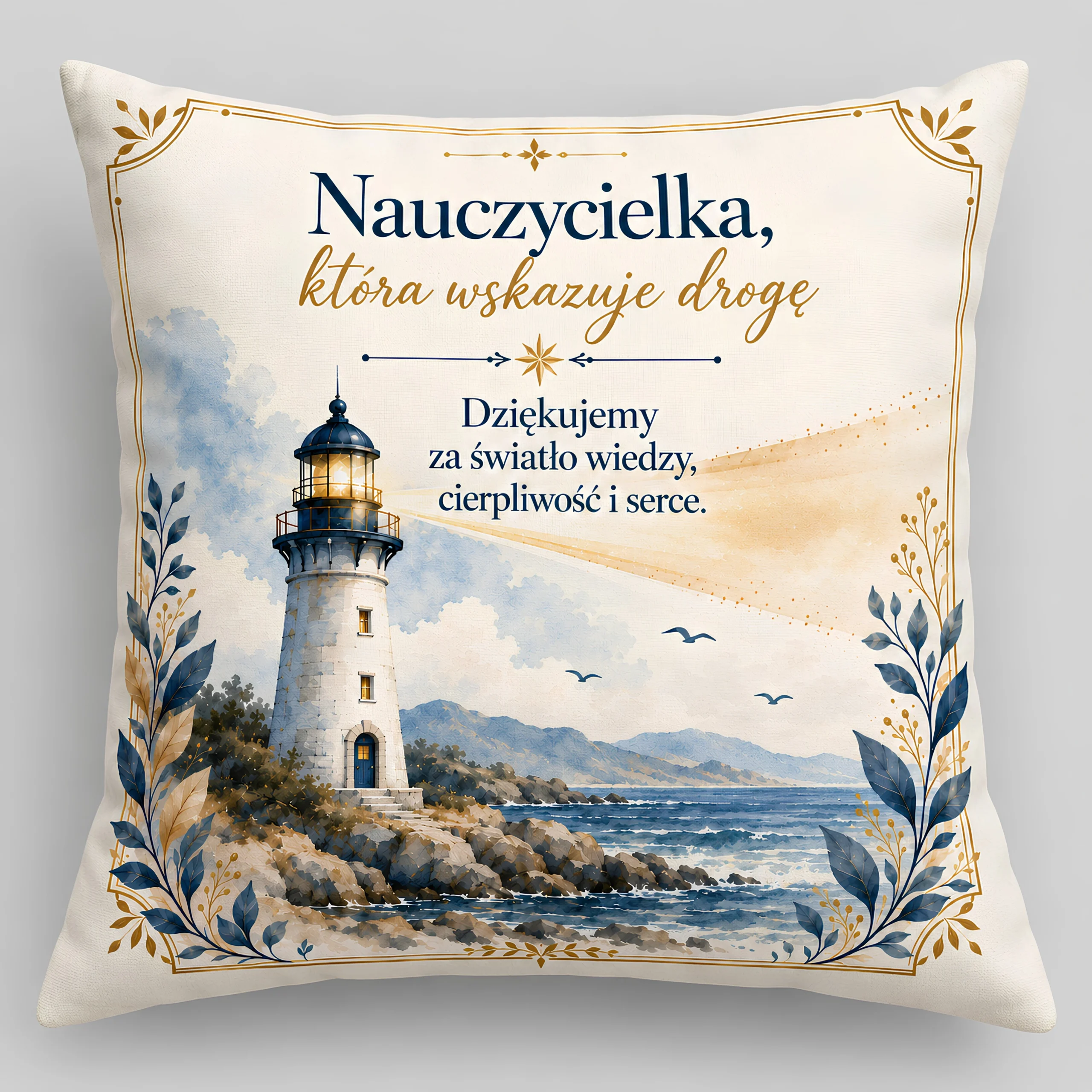 Poduszka dla Pani Nauczycielki – Nauczycielka, która wskazuje drogę (latarnia) – #3335-N10