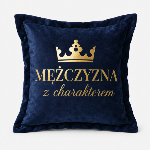 Poduszka welurowa – prezent dla mężczyzny – Mężczyzna z charakterem – Velvet #3380-KW-MzCh4