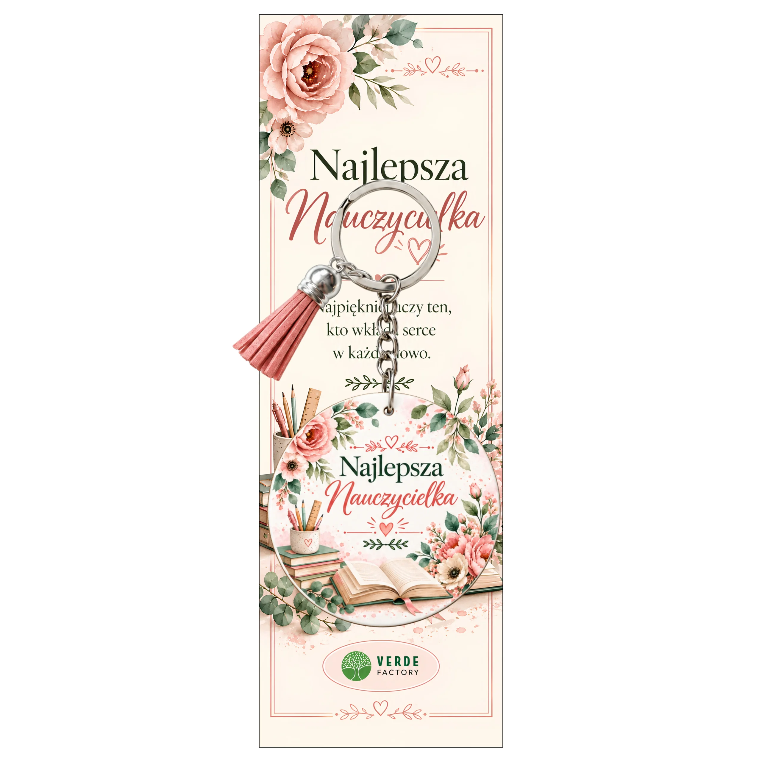 Brelok dla Pani Nauczycielki – Najlepsza Nauczycielka (kwiaty) – #3361-N7