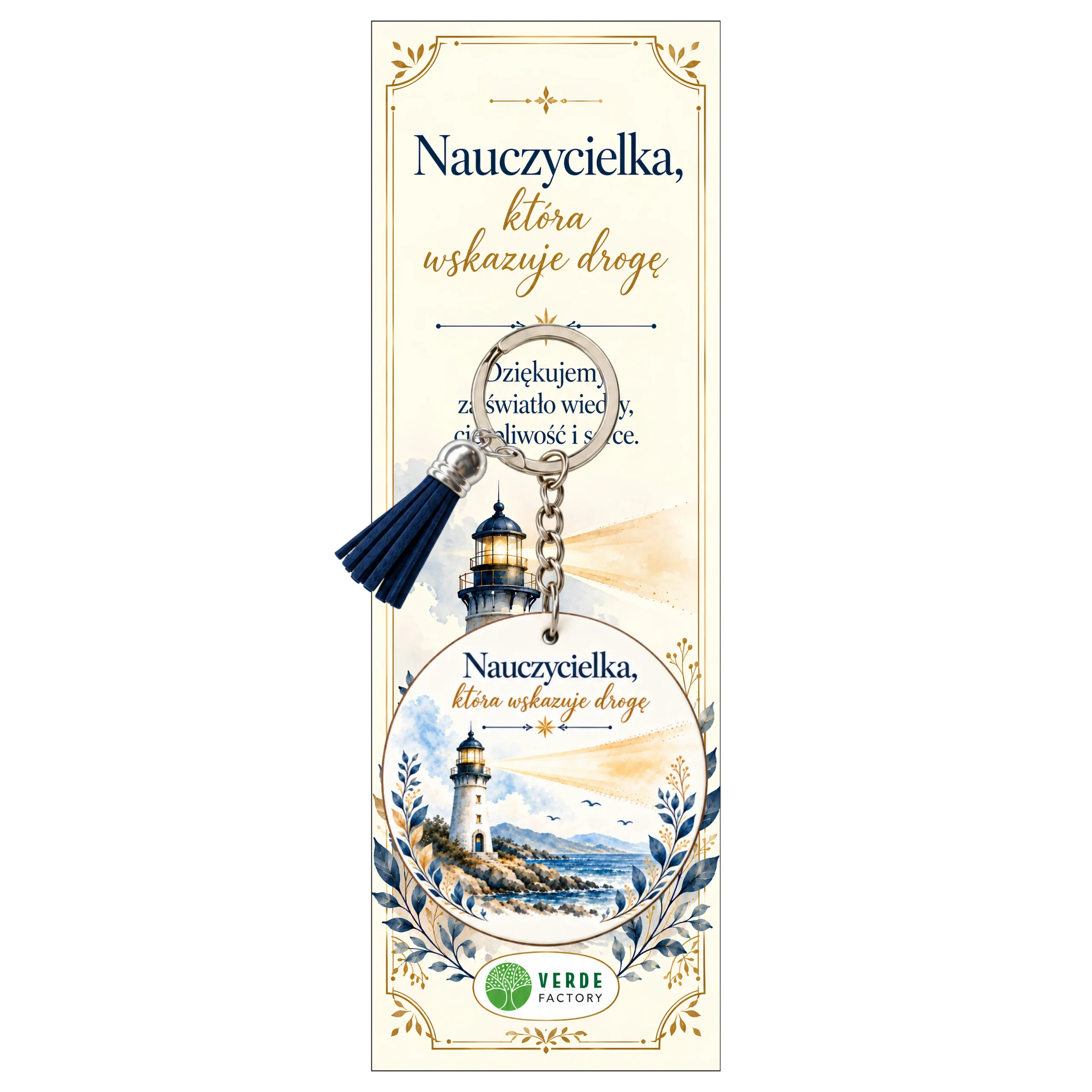 Brelok dla Pani Nauczycielki – Nauczycielka, która wskazuje drogę (latarnia) – #3361-N10