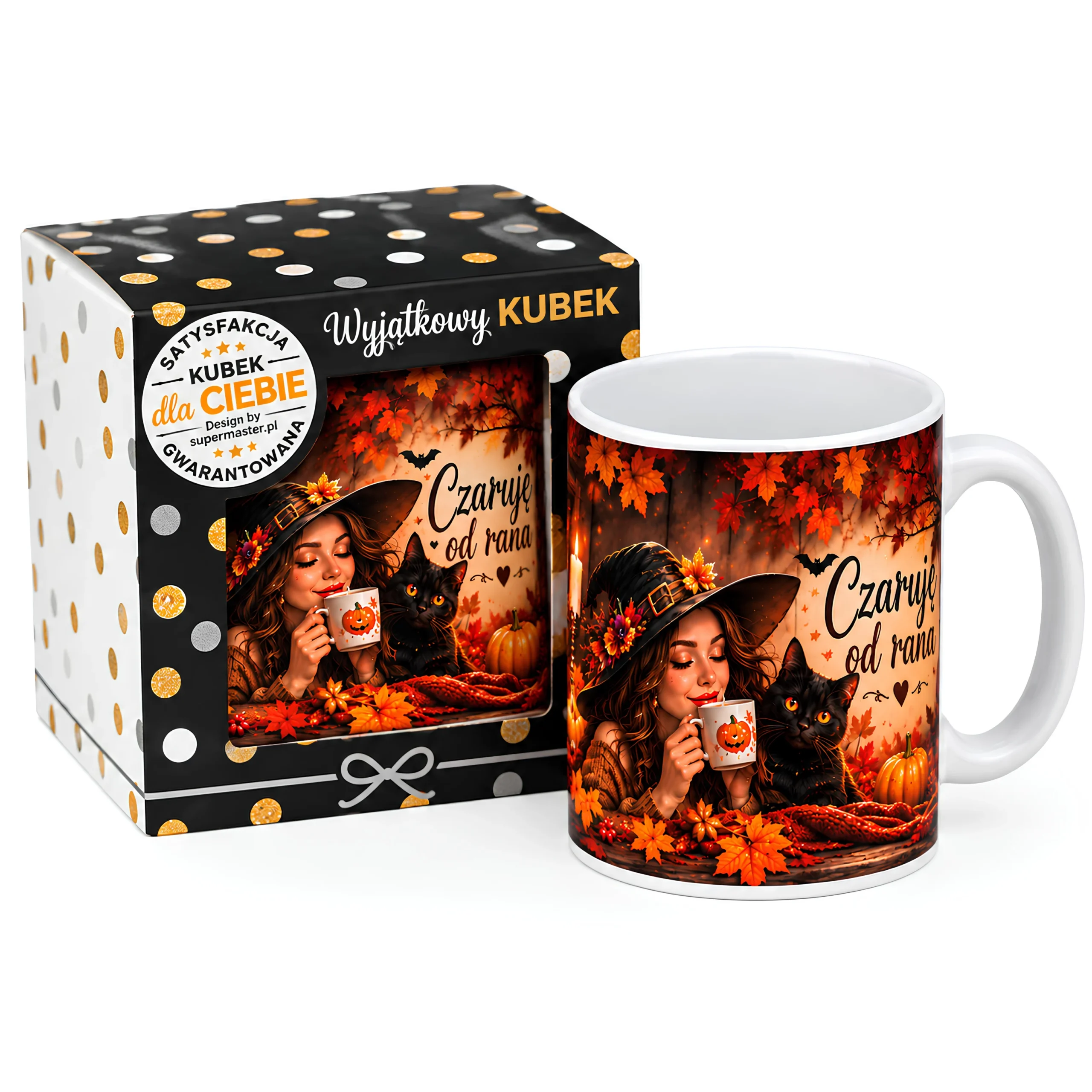 Kubek w opakowaniu na  Halloween – CZARUJĘ OD RANA – #3309-H7