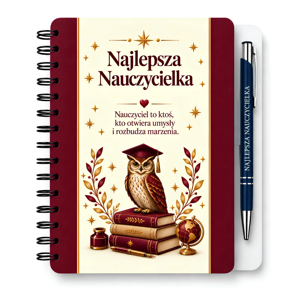 Notes z długopisem dla Pani Nauczycielki – Najlepsza Nauczycielka (sowa) –  #3362-N8