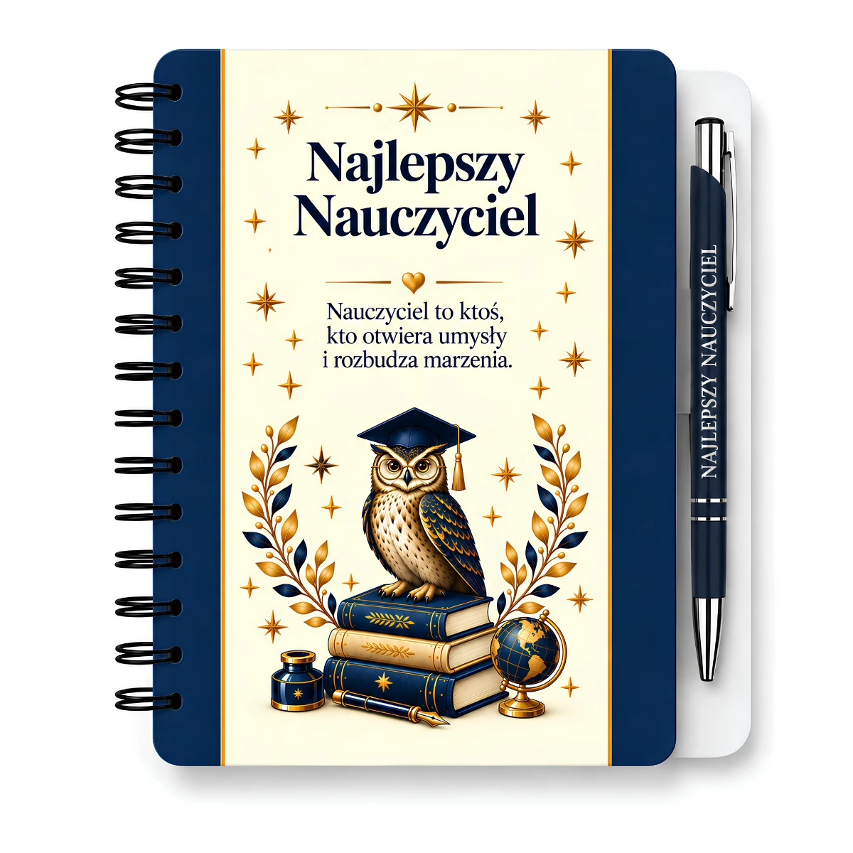 Notes z długopisem dla Pana Nauczyciela – Najlepszy Nauczyciel (sowa) –  #3362-N8B