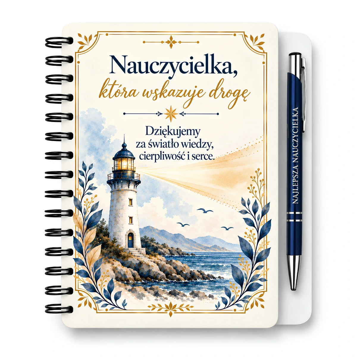 Notes z długopisem dla Pani Nauczycielki – Nauczycielka, która wskazuje drogę (latarnia) –  #3362-N10
