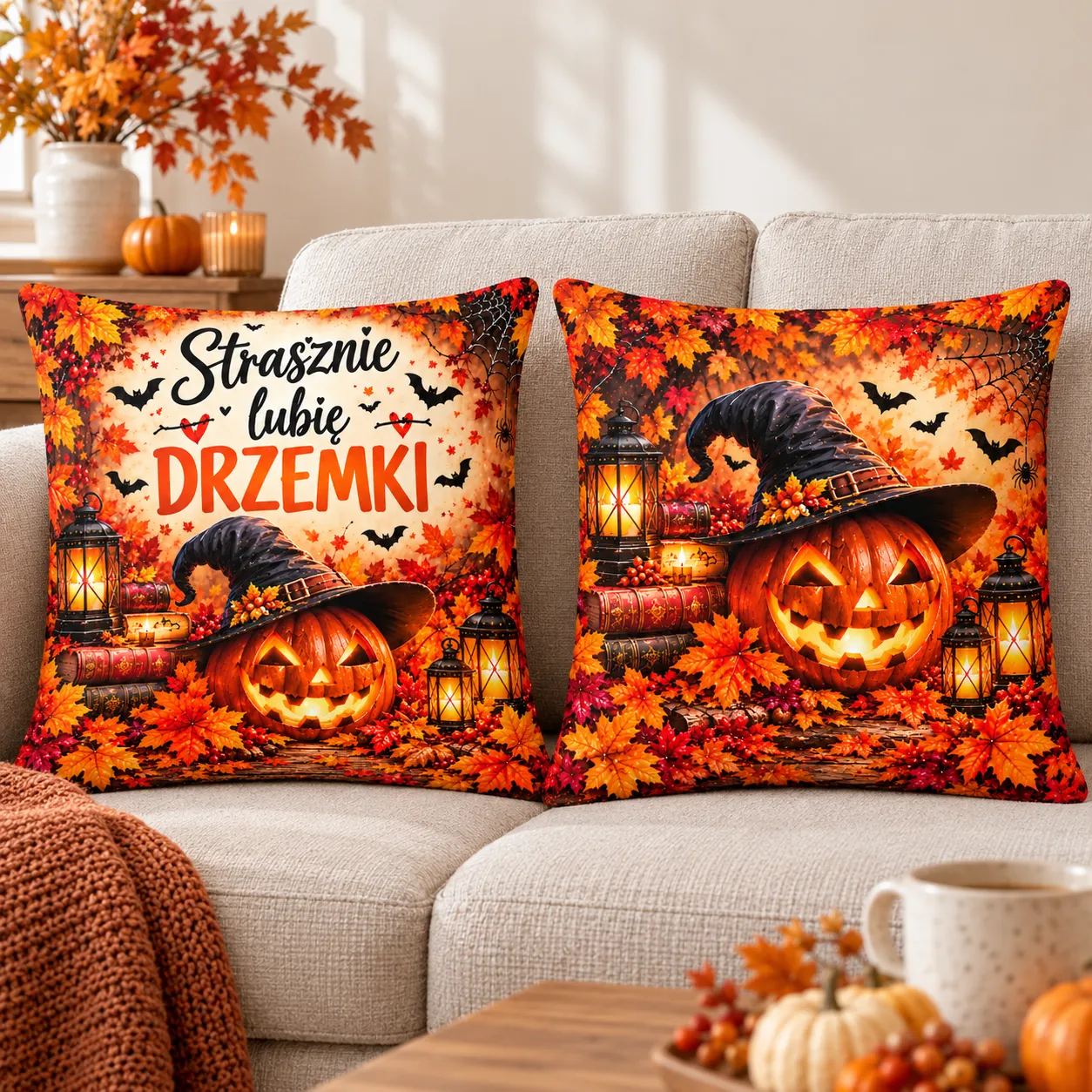 Poduszka na Halloween 38 × 38 cm z kolorowym nadrukiem