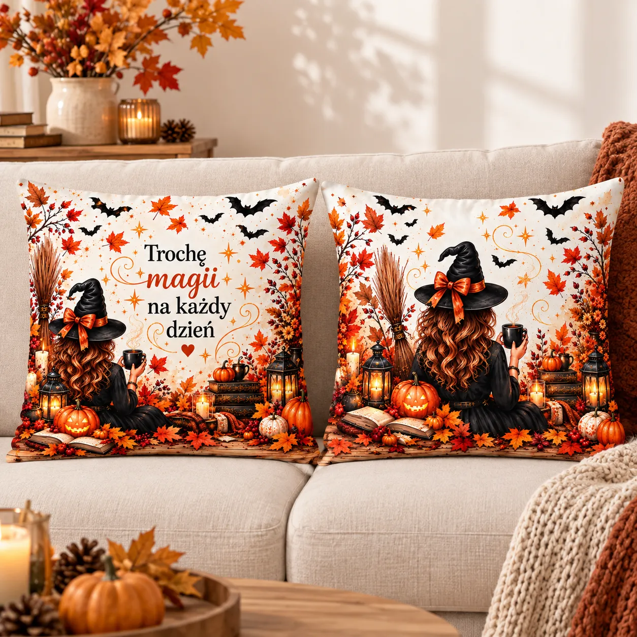 Poduszka na Halloween 38 × 38 cm z kolorowym nadrukiem