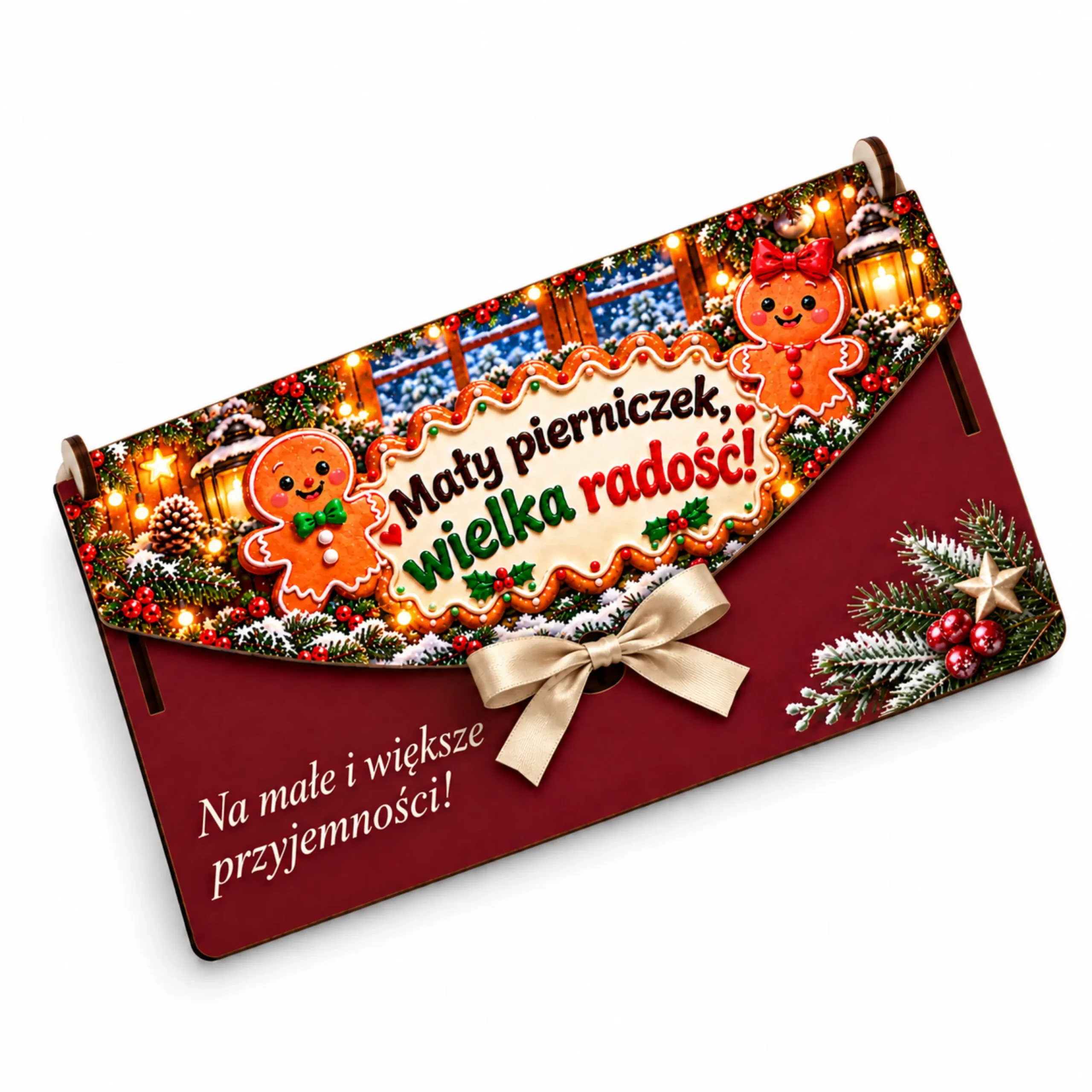 Pudełko na pieniądze świąteczne koperta prezent na mikołajki Boże Narodzenie – MAŁY PIERNICZEK, WIELKA RADOŚĆ! (pierniczek) #3370BN7-26