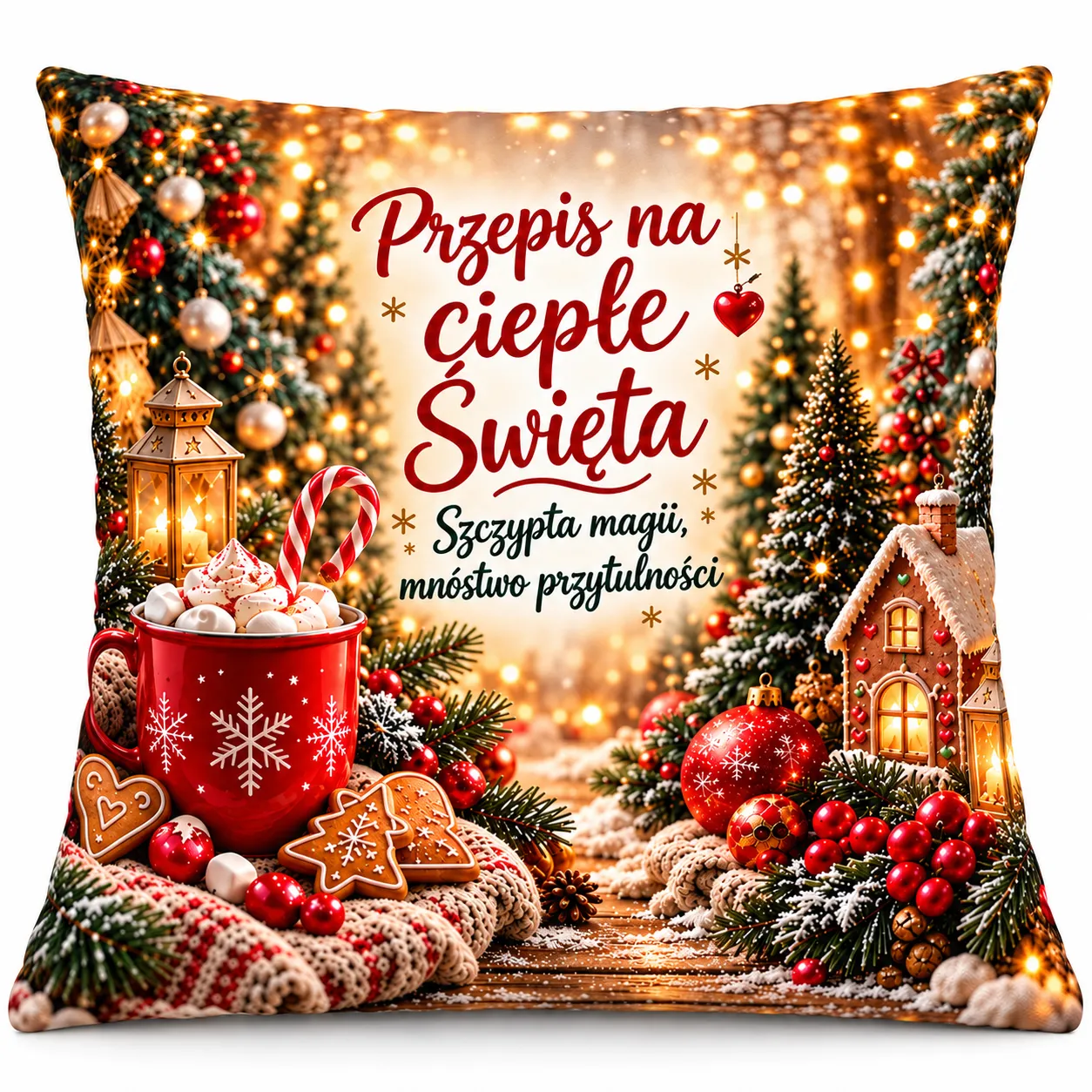 Poduszka świąteczna na mikołajki Boże Narodzenie – PRZEPIS NA CIEPŁE ŚWIĘTA – #3335BN18-26